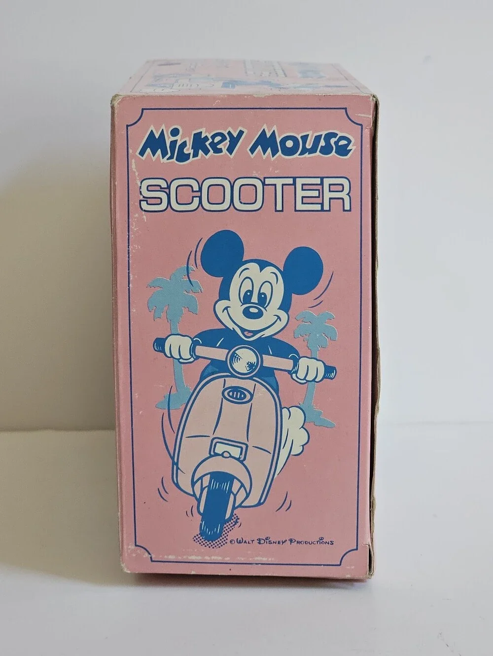 Vintage Mickey Mouse Blue Scooter Wind-up Toy Figure 1982 Masudaya Japan Disney